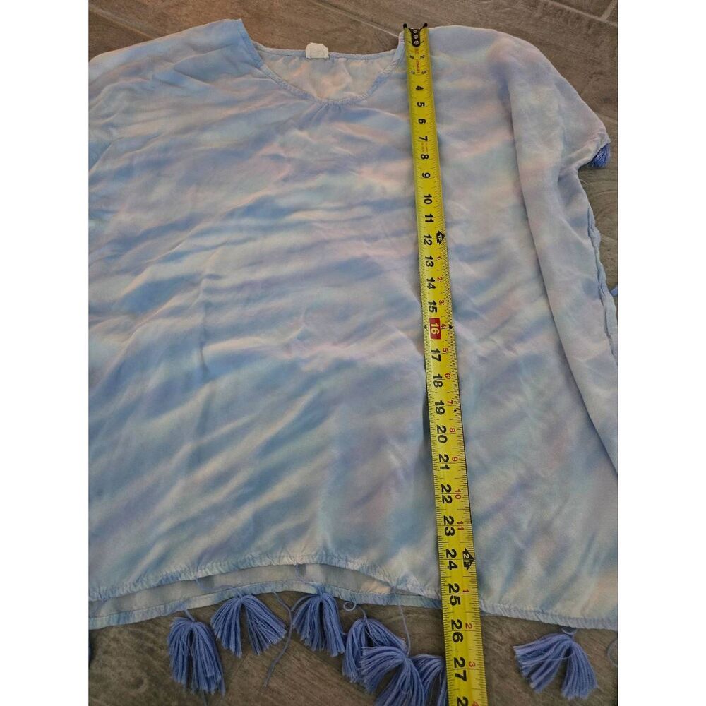 Women's Surf Gypsy Multicolor Tie Dye‎ Blue Tassel Swim Cover-up Size Small - Picture 3 of 6